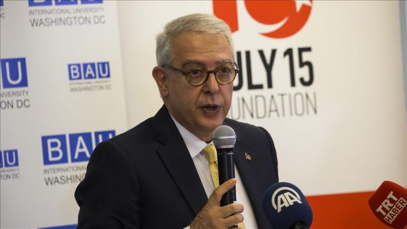 WASHINGTON, USA - JULY 12: Ambassador Serdar Kilic, Turkish Ambassador to the United States, speaks during an event called "The Failed Coup Attempt in Turkey: One Year Later" hosted by the Global Policy Institute and the July 15 Foundation at the BAU International DC Campus in Washington, United States on July 12, 2017. ( Samuel Corum - Anadolu Agency )