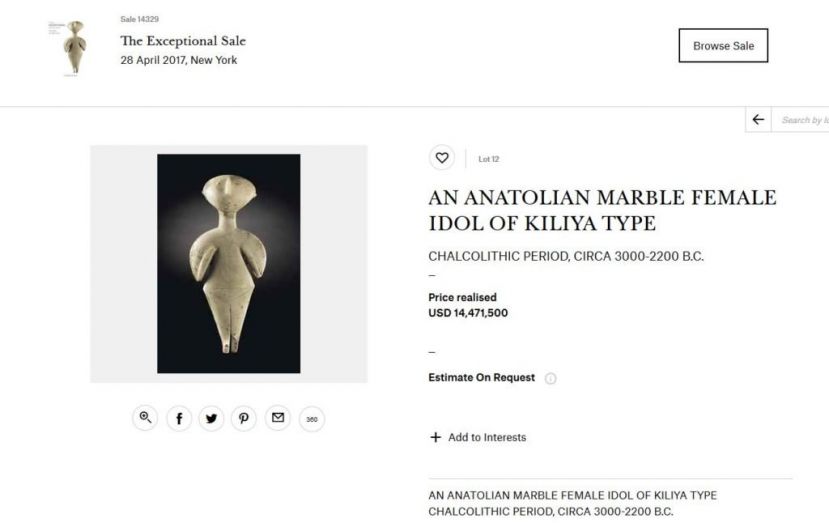 The antiquity as featured on Christie’s website as part of “The Exceptional Sale.”